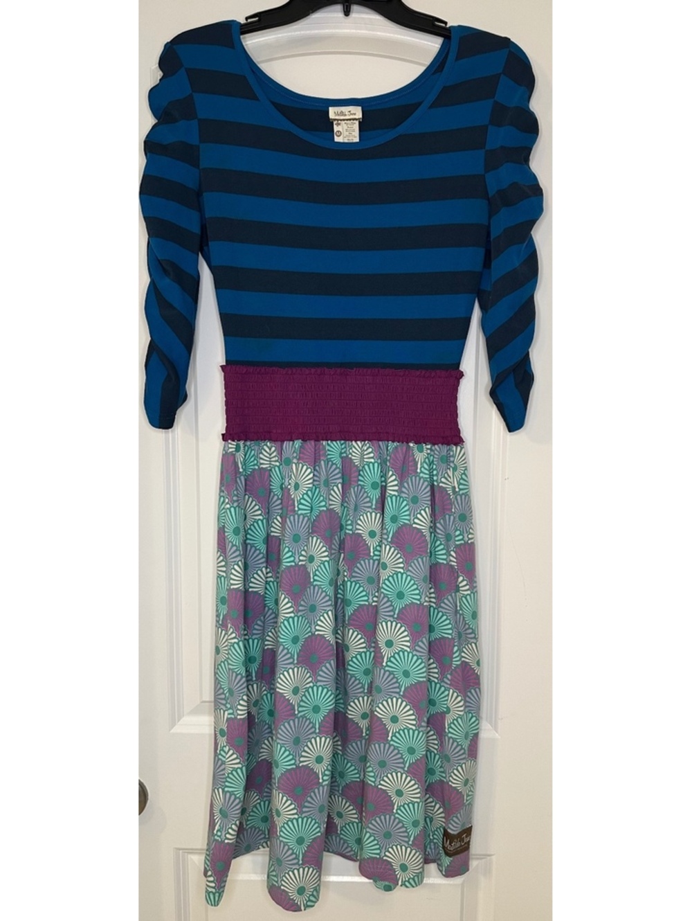 Matilda Jane Women's Medium Striped Top with Floral Skirt Dress